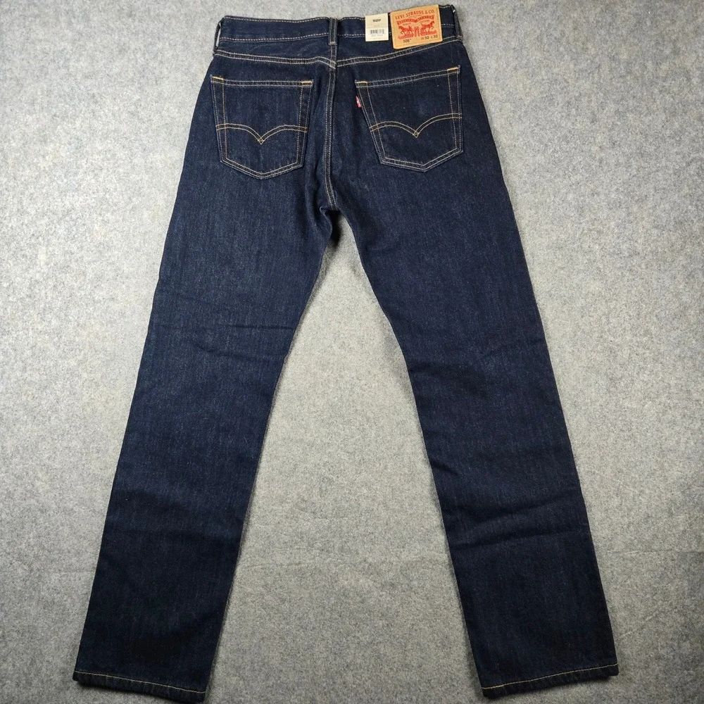 Levi 505 Regular Fit Jeans Mens 32x32 Dark Wash Indigo Straight Leg Denim New